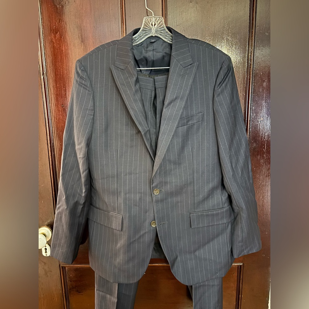 J. Crew Dark Black Pinstripe Suit